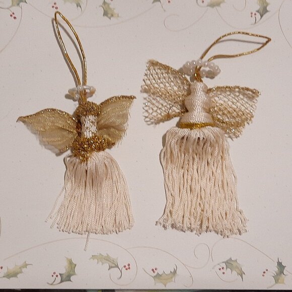 13 Handmade Tassel Angels with Gold Trim & Wings - Picture 6 of 6
